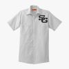 Short Sleeve Striped Industrial Work Shirt Thumbnail